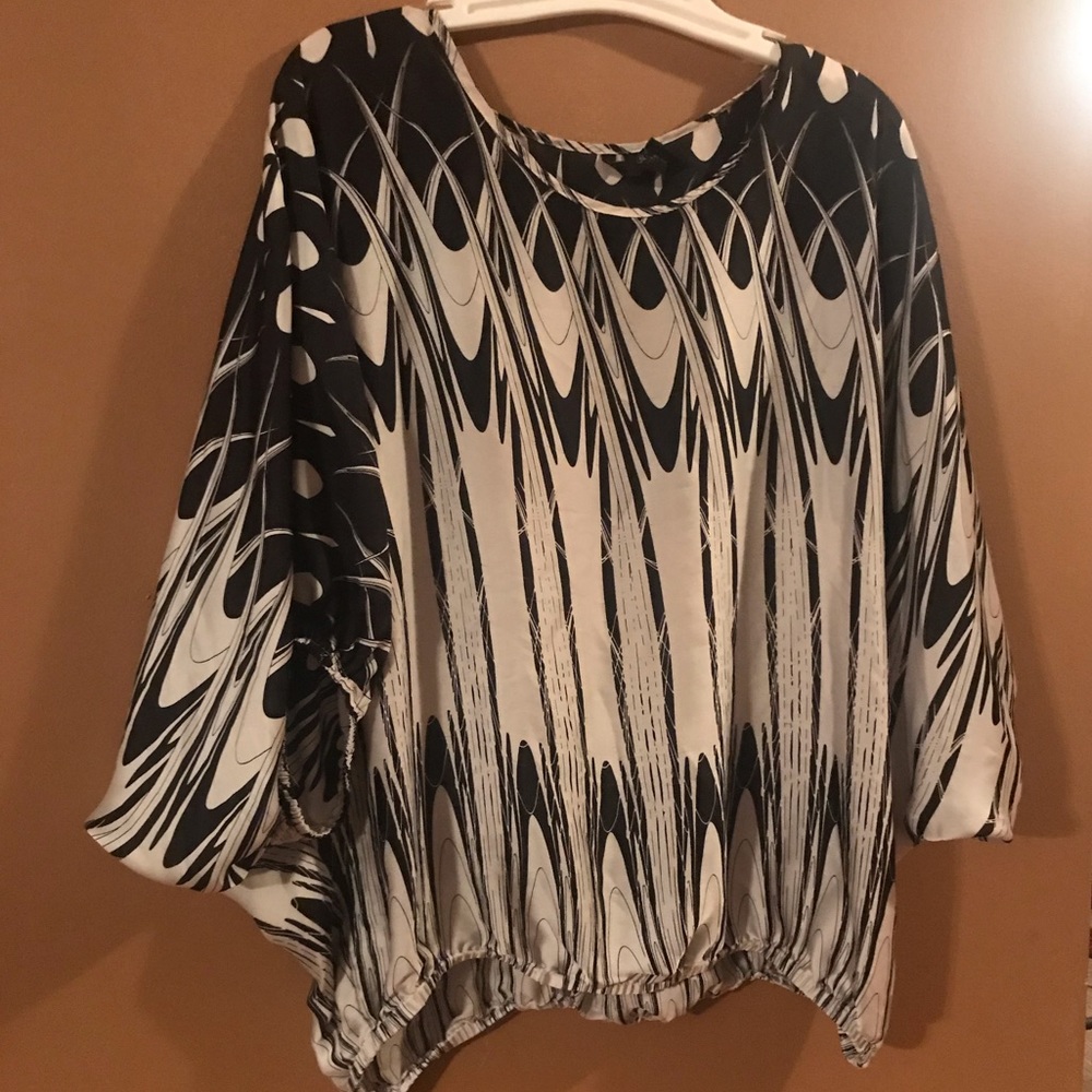 SOLD!New Directions black/white sheer blouse